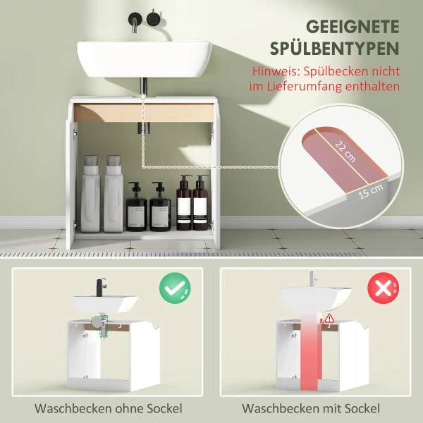 Wastafelonderkast, Badkamer Onderkast Met Soft Close Deuren, Wit, 60 X 35 X 57,9 Cm