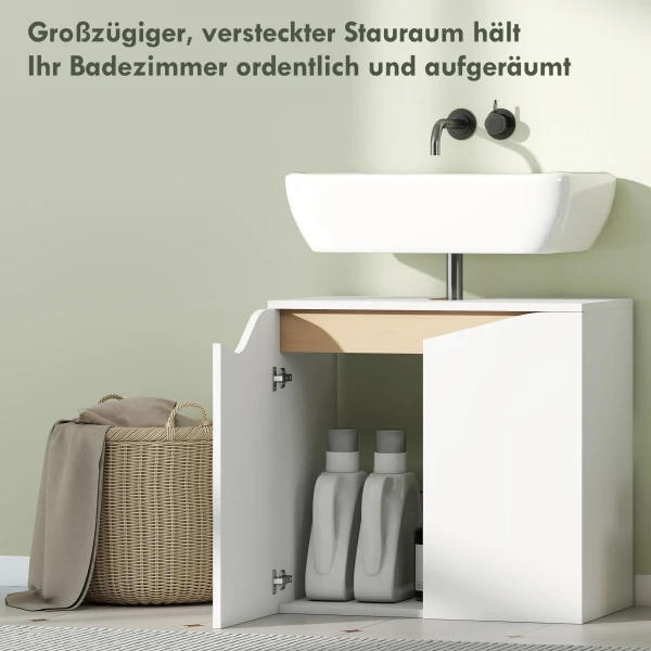 Wastafelonderkast, Badkamer Onderkast Met Soft Close Deuren, Wit, 60 X 35 X 57,9 Cm