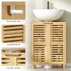 Wastafelonderkast Voor Badkamer, Badkamerkast Met Lamellendeuren, Bamboehout, Verstelbare Planken, Natuur