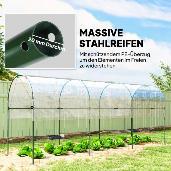 Winterbestendige Foliekas Met Boogdak, Grondanker Broeikas 400 X 123 X 171cm Transparant
