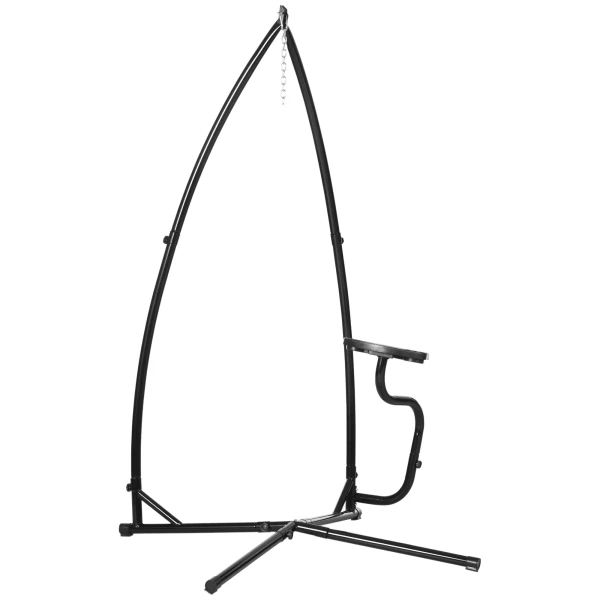 X vormig Metalen Frame Voor Hangstoel Met Veerhaak, Dienblad En Voetstuk Tot 120kg Zwart