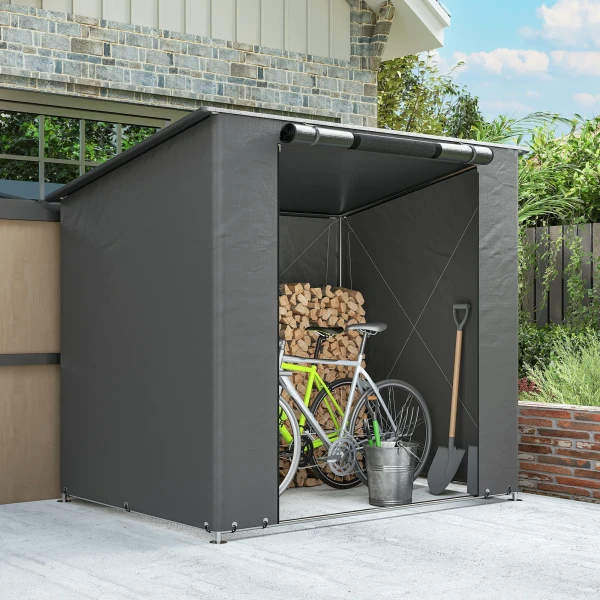 Zeltgarage 1,9x1,2 M Waterdicht Garagetent Met Oprolbare Ritssluiting Deur Ventilatieraam Donkergrijs