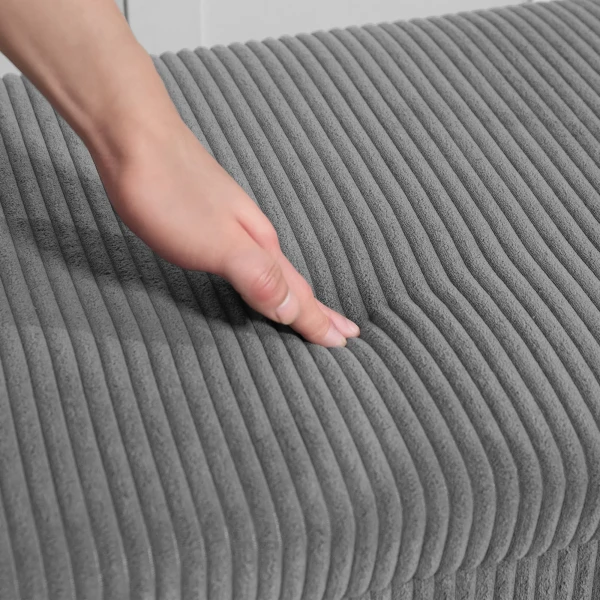Zitbank Met Opbergruimte, Gestoffeerde Bank Voor Opslag, Voor Woonkamer, Slaapkamer, Gang, Corduroy Bekleding, Grijs