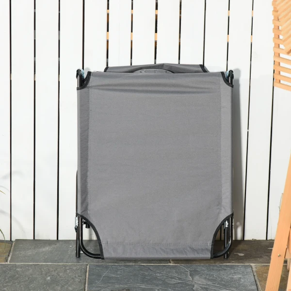 Zonneligstoel Met Gezichtsgat & Kussen, Opvouwbaar, Waterafstotende Hoes, Metalen Frame, Donkergrijs