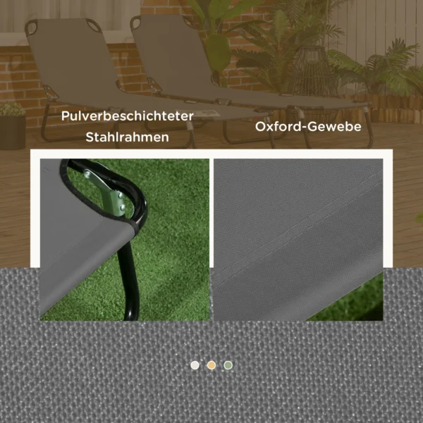 2 delige Set Opvouwbare Zonneligstoel Tuinligstoel Met 5 voudig Verstelbare Rugleuning Tot 120kg Belastbaar