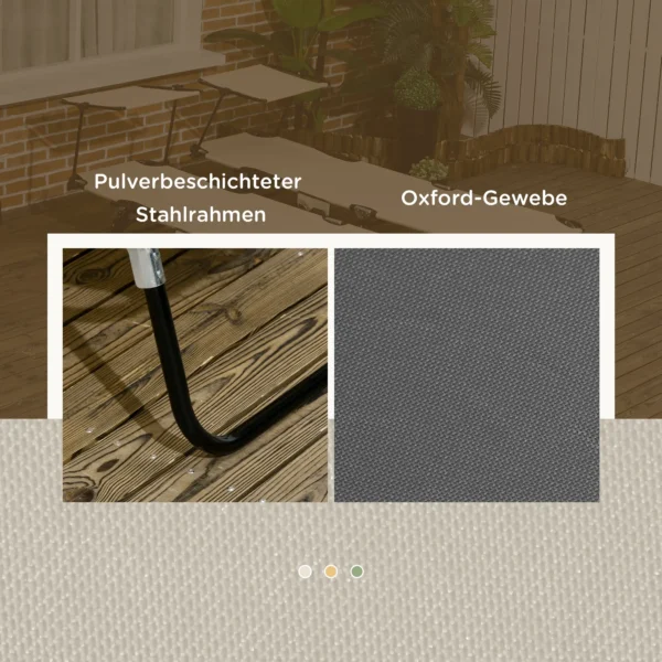 2 delige Set Opvouwbare Zonneligstoel Tuinligstoel Met Zonnedak 5 voudig Verstelbare Rugleuning Donkergrijs