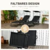 2 delige Set Opvouwbare Zonneligstoel Tuinligstoel Met Zonnedak 5 voudig Verstelbare Rugleuning Zwart