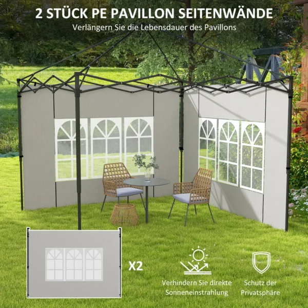 2 delige Set Zijwanden Voor Paviljoen 3x3 3x6 Waterdichte Zijpanelen Met Venster Wit