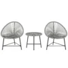 3 delige Tuinmeubelset, 2 Kunststof Rotan Stoelen, 1 Tafel Met Glazen Blad, Stalen Frame, Buitenzitmeubilair, Grijs