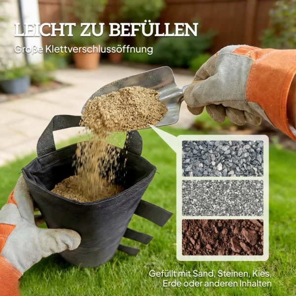 8 delige Set Zandzakken Voor Paviljoenpoten, 40 Kg Duurzame Zandzakken Gemaakt Van 600D Oxford stof, Zonder Zand, Zwart