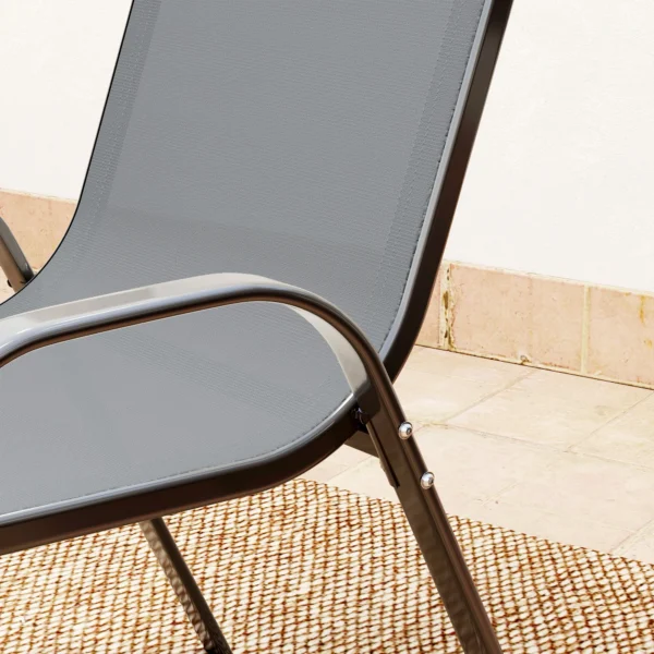 Bistro Set 3 delig Weerbestendig Tuinmeubelset Met Glazen Tafel Stapelbare Tuinstoelen Donkergrijs