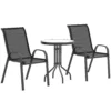 Bistro Set 3 delig Weerbestendig Tuinmeubelset Met Glazen Tafel Stapelbare Tuinstoelen Zwart