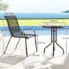 Bistro Set 3 delig Weerbestendig Tuinmeubelset Met Glazen Tafel Stapelbare Tuinstoelen Zwart