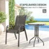 Bistro Set 3 delig Weerbestendig Tuinmeubelset Met Glazen Tafel Stapelbare Tuinstoelen Zwart