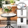 Bistro Set 3 delig Weerbestendig Tuinmeubelset Met Glazen Tafel Stapelbare Tuinstoelen Zwart
