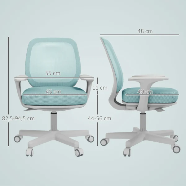 Bureaustoel, Ergonomische Bureaustoel Met Draaifunctie, Hoogteverstelbaar 55 X 48 X 82,5 94,5 Cm Groen