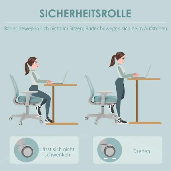 Bureaustoel, Ergonomische Bureaustoel Met Draaifunctie, Hoogteverstelbaar 55 X 48 X 82,5 94,5 Cm Groen