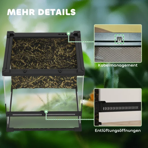 Glas Terrarium Voor Reptielen, Verhoogde & Waterdichte Bodem, Knopslot