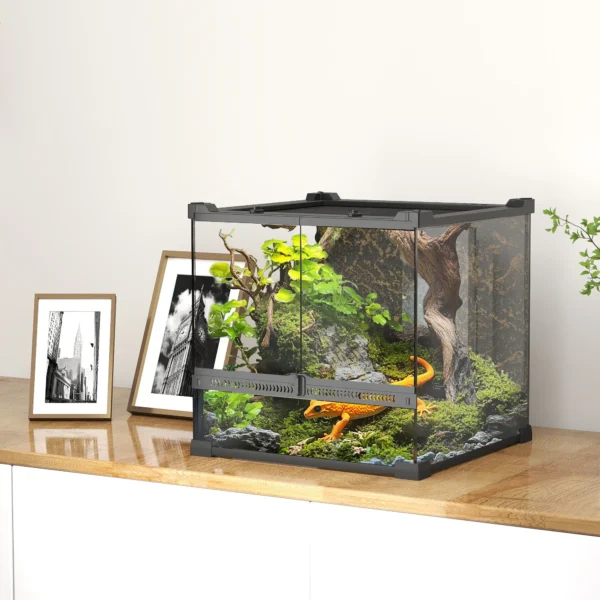 Glas Terrarium Voor Reptielen, Verhoogde & Waterdichte Bodem, Knopslot
