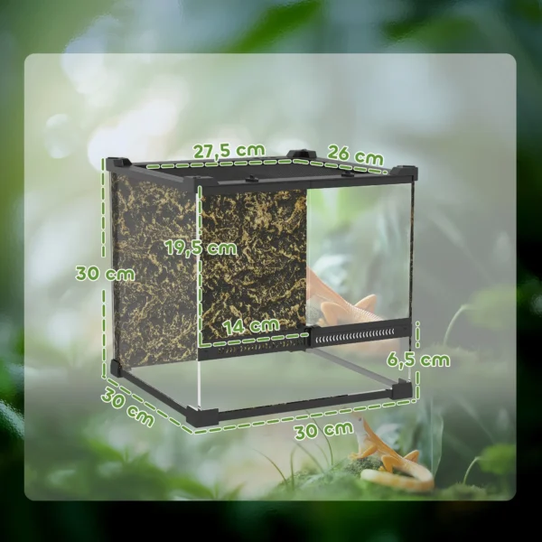 Glas Terrarium Voor Reptielen, Verhoogde & Waterdichte Bodem, Knopslot
