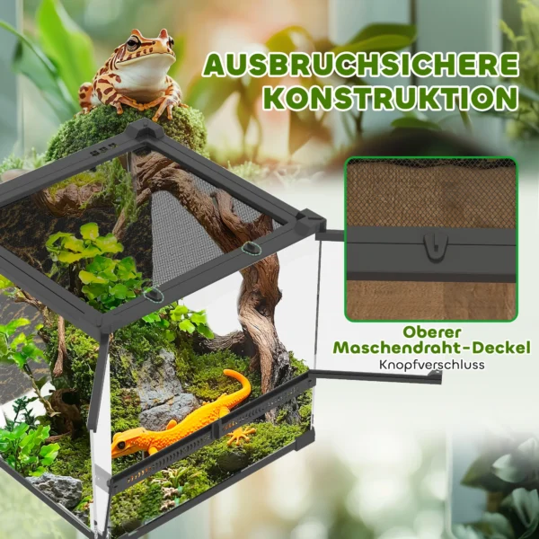 Glas Terrarium Voor Reptielen, Verhoogde & Waterdichte Bodem, Knopslot
