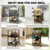 Grillwagen 3 laags Grilltafel Met Roestvrijstalen Werkblad Rollen Mobiele Serveerwagen 50 X 50 X 90 Cm Zwart