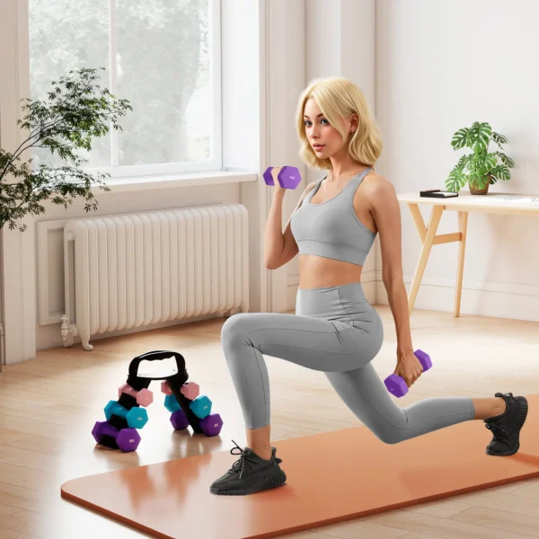 Halterset Met Opbergrek, Set Van 6 Halters Voor Fitness Training, 2 X 1kg, 2 X 2kg, 2 X 3kg