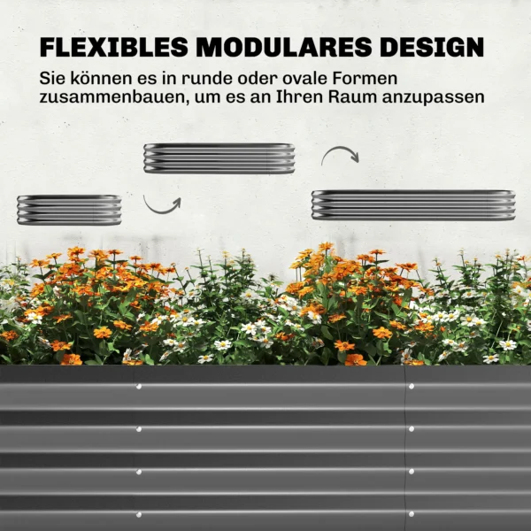 Hoog Bed Met Klimrek, Metalen Plantenbak Met Beschermrand Handschoenen 220 X 110 X 150 Cm, Donkergrijs