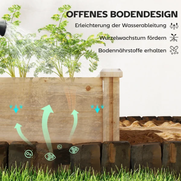 Hoogbed Hout, Plantenbed Met Scheidingswand Open Bodem, Vroegbed Tuinbed 235 X 66 X 26 Cm Natuurhout