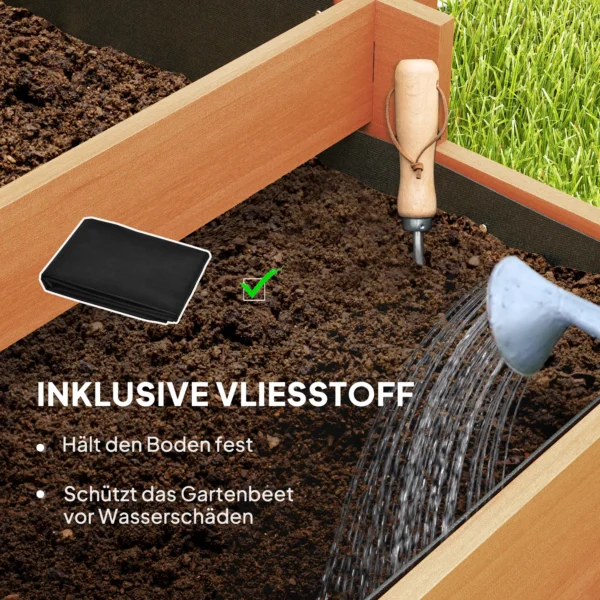 Hoogbed Met Klimhulp, 3 traps Bloembak Met Vliesstof, Dennenhout, Bruin, 95 X 95 X 110 Cm