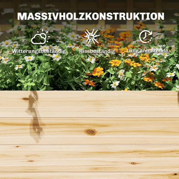 Hoogbed Met Klimrek & Hangend Dak, Houten Bloembak Met 2 Planken Afvoergaten 76 X 43,5 X 177 Cm