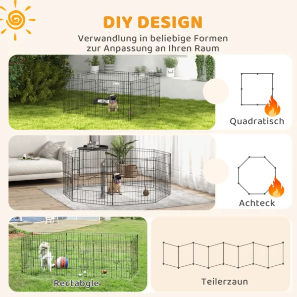 Huisdierenren, Speelren Voor Puppy's En Kleine Honden, Met Deur, Geschikt Voor Binnen En Buitengebruik, 61 Cm, Zwart