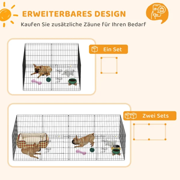 Huisdierenren, Speelren Voor Puppy's En Kleine Honden, Met Deur, Geschikt Voor Binnen En Buitengebruik, 61 Cm, Zwart