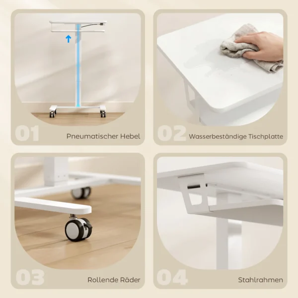 In Hoogte Verstelbare Sta bureau, Verrijdbaar Zit sta Bureau Met Toetsenbordlade, Wielen En Stalen Frame, Wit