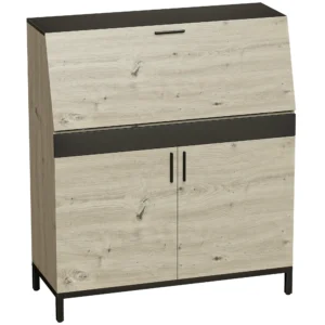 Industriële Secretaresse Bureau Met Planken En Metalen Frame 100 Cm Natuurhout En Zwart