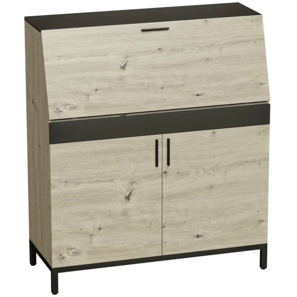 Industriële Secretaresse Bureau Met Planken En Metalen Frame 100 Cm Natuurhout En Zwart