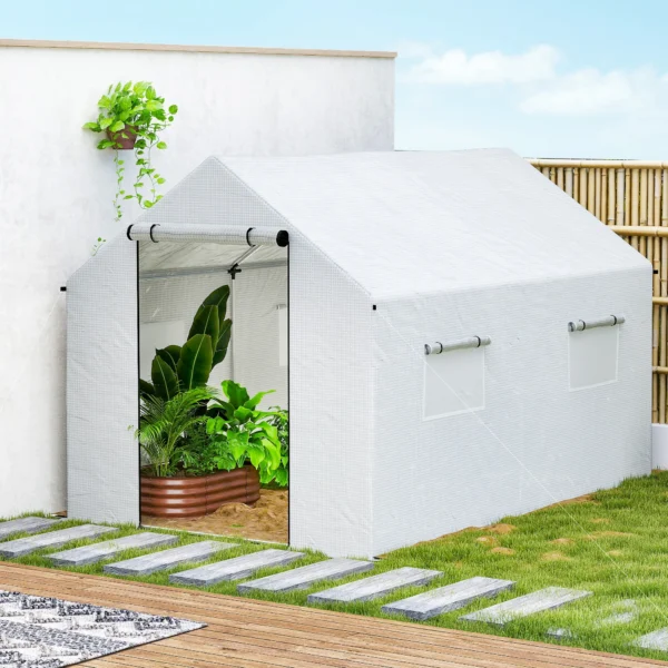 Kas 3 X 2 X 2 M Foliekas Met 4 Gaasramen, Brede Rolbare Ritssluiting Deur Muggennet UV bestendig