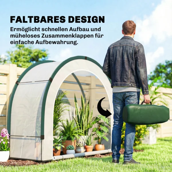 Kas Met Gebogen Bovenkant, Opvouwbaar Foliekas 200 X 80 X 164 Cm Groen