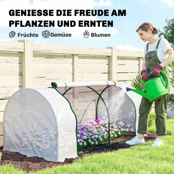 Kas Met PE roosterfolie, Winterbestendig Foliekas Van Staal, Broeikas 200 X 100 X 80 Cm Wit