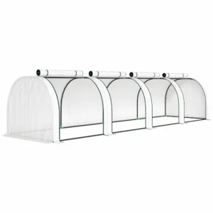 Kas, Winterbestendig Foliekas Met Oprolbare Ritssluiting Deur 395 X 100 X 80 Cm Wit