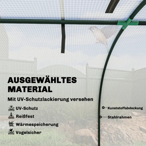 Kas, Winterbestendig Foliekas Met Oprolbare Ritssluiting Deur 395 X 100 X 80 Cm Wit