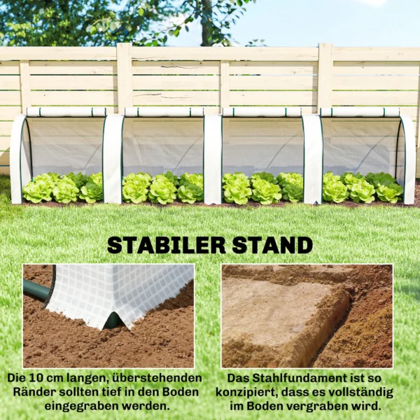 Kas, Winterbestendig Foliekas Met Oprolbare Ritssluiting Deur 395 X 100 X 80 Cm Wit