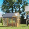 Kippenhok 3,07㎡ Met Houten Vrije Uitloop, Waterdicht Doek, Veiligheidsslot, Geschikt Voor 6 8 Kippen 1,7 X 1,8 X 1,8 M