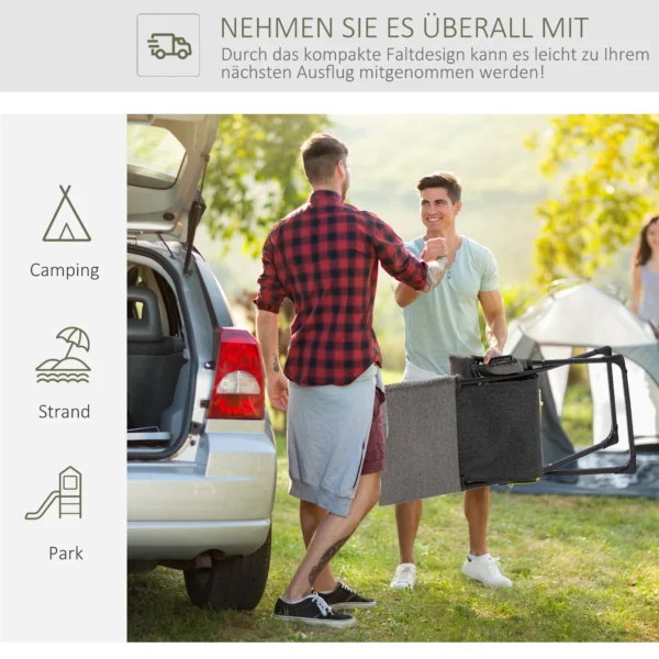 Metalen Tuinstoel Vouwstoel Met Afneembare Kussen Weerbestendig Inklapbaar Campingstoel Ligstoel 120kg Draagvermogen Zitmeubel Voor Tuin Terras Balkon 66B X 94D X 79H Cm Grijs