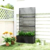Metalen Verhoogd Bed Met Trellis, Plantenbak Voor Buiten Met Diamant Rooster Privacyscherm Voor Bloemen