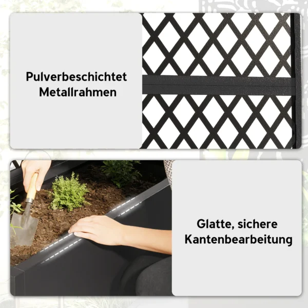 Metalen Verhoogd Bed Met Trellis, Plantenbak Voor Buiten Met Diamant Rooster Privacyscherm Voor Bloemen