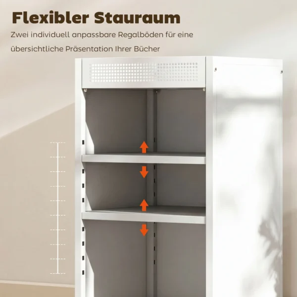 Mobiele Boekenkast Met Verstelbare Planken, 3 laags Rolwagen Met Bovenste Mand, Wit