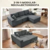 Modulair Hoekbank, L vormige Slaapbank Met Diepe Zitting, Brede Armleuningen, 2 Kussens, Donkergrijs