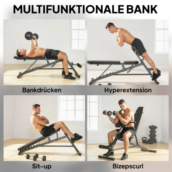 Multifunctionele Halterbank, Verstelbare Schuin En Vlakbank Met 6 traps Rugleuning, 3 traps Zitting, Zwart