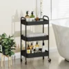 Multifunctionele Trolley Keukenwagen, 3 Planken, 4 Wielen, 45 Cm X 30,6 Cm X 79 Cm, Zwart